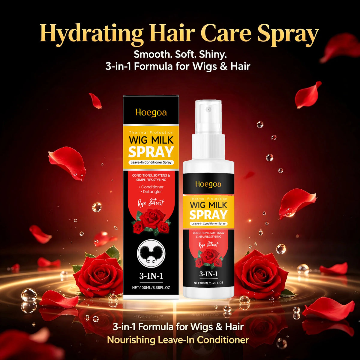 Rose Wig Conditioning Spray for Detangling and Softening