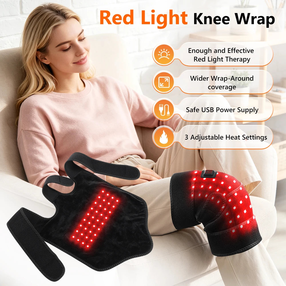 Red Light Knee Wrap with Adjustable Heat Settings - 7