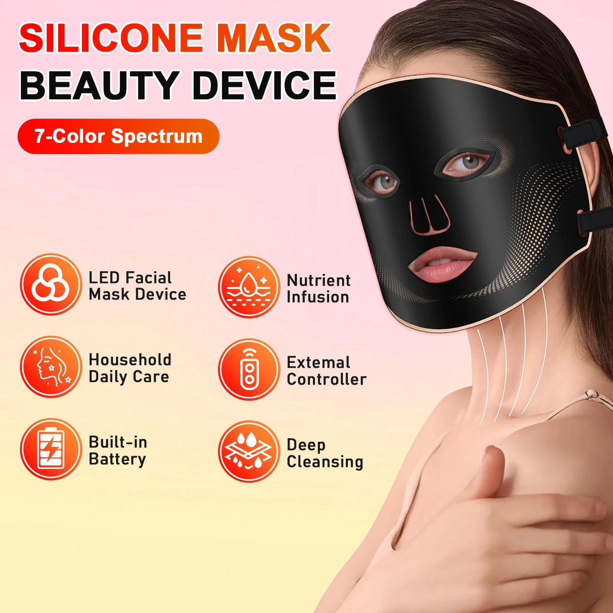 Multifunctional Beauty Mask with Seven Light Spectrum Settings