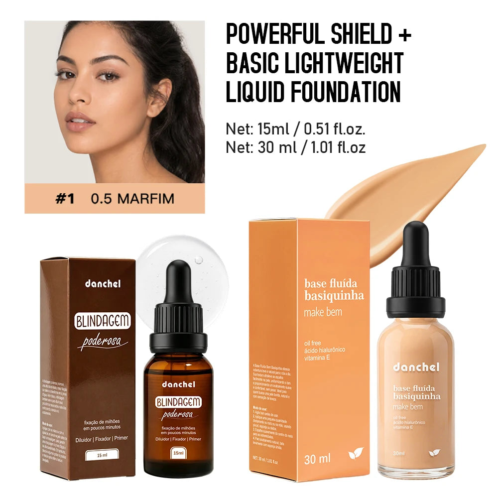 Liquid Foundation and Primer Set for Flawless Long Lasting Makeup