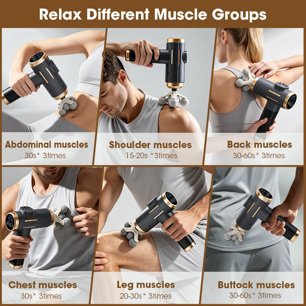 Portable Muscle Massage Gun with 11 Interchangeable Heads
