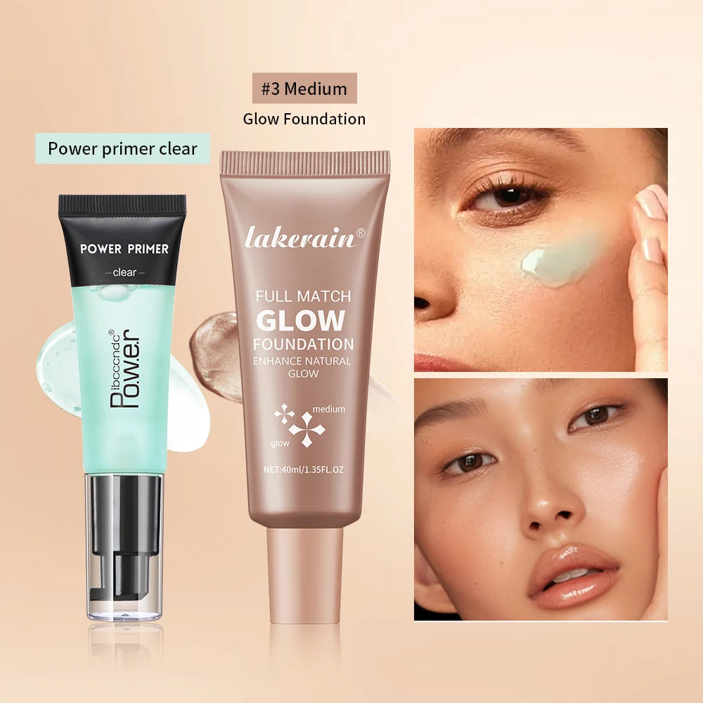 Makeup Primer and Glow Foundation Set for Radiant Skin