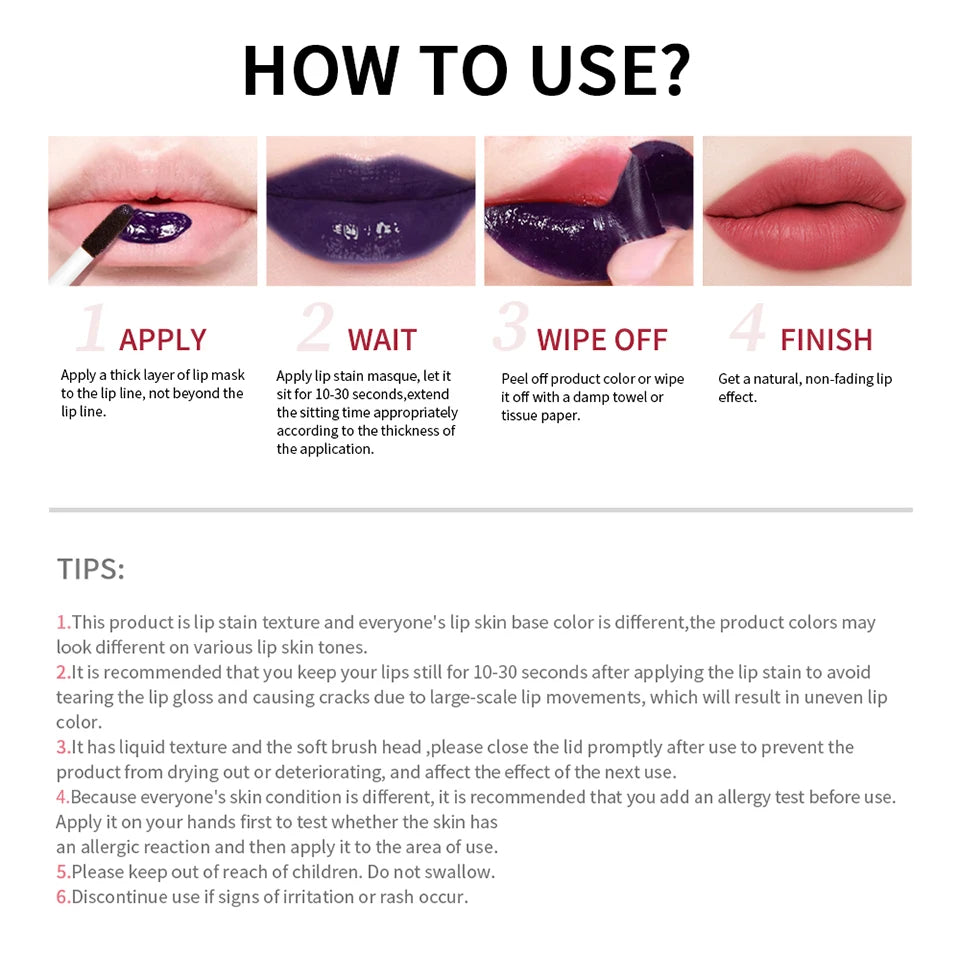 Peel Off Lip Stain Set Waterproof Long Lasting