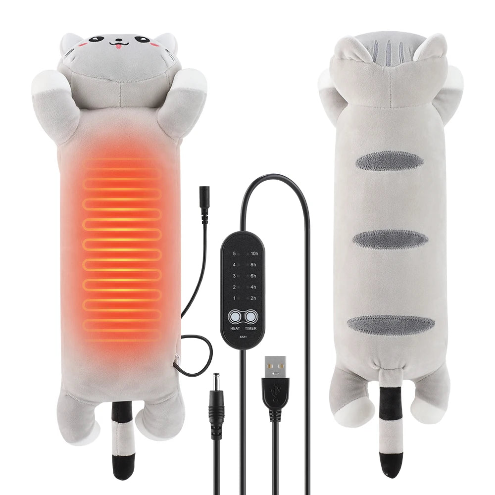 Cute Cat Plush Heating Pad with Adjustable Heat and Timer - 7