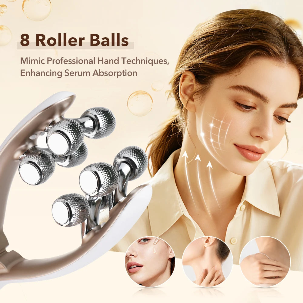 Electric Facial Roller Massager with 8 Roller Spheres