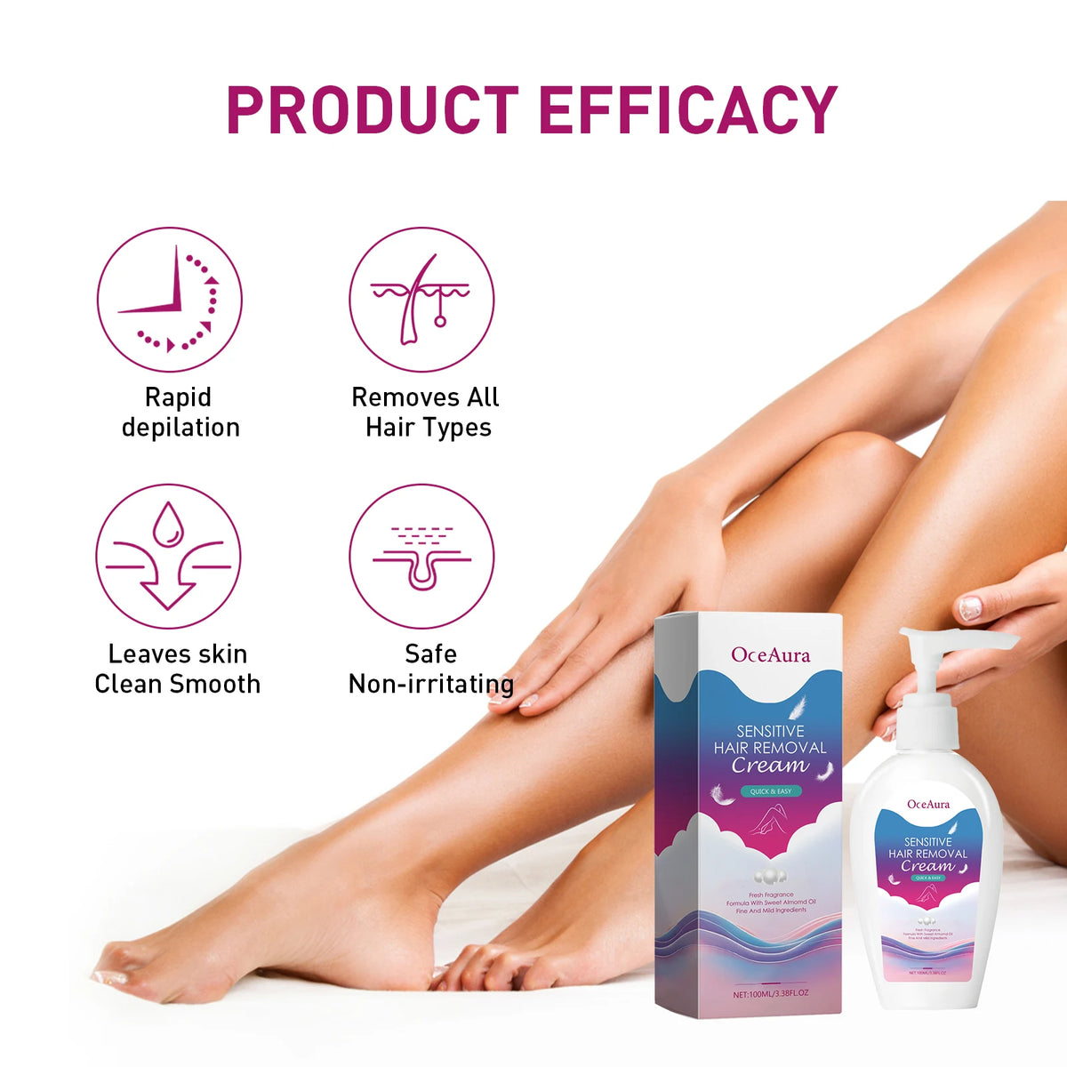 Hair Removal Cream Painless Skin Smoothing Depilatory Formula