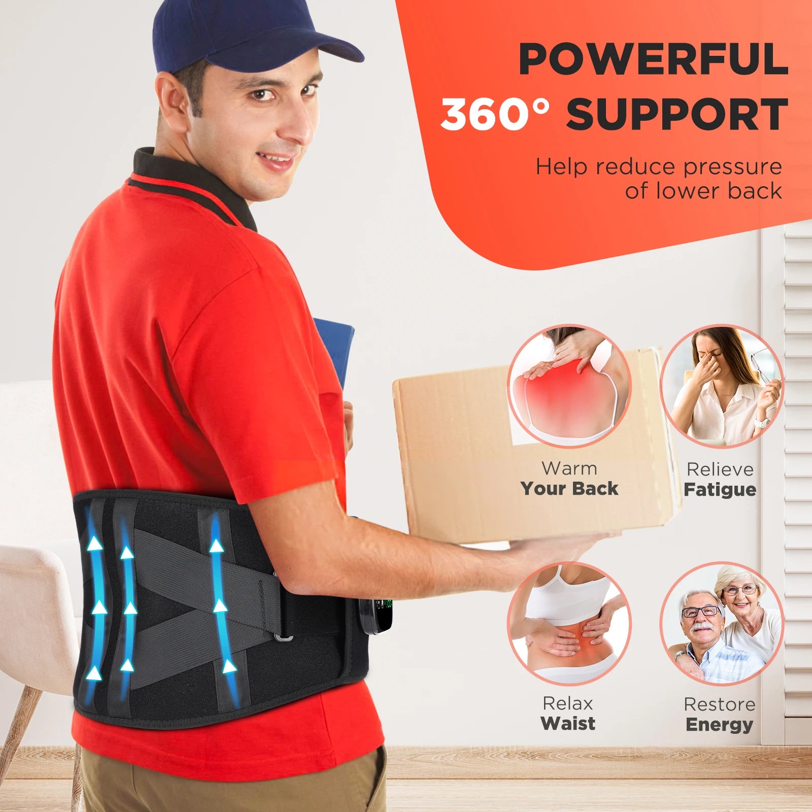 Back Massager Belt with Heat and Vibration for Targeted Relief - 3