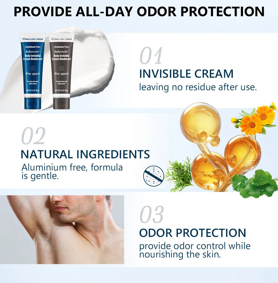 Body Invisible Cream Deodorant with 72 Hour Odor Protection